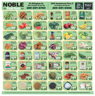 Noble Fresh Foods Flyer September 9 to 15