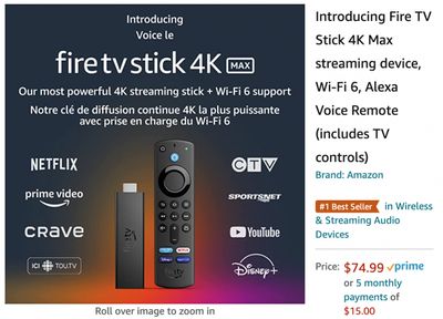 Amazon Canada Deals: Pre-Order the New Fire TV Stick 4K Max for $74.99 Amazon Canada Deals: Pre-Order the New Fire TV Stick 4K Max for $74.99