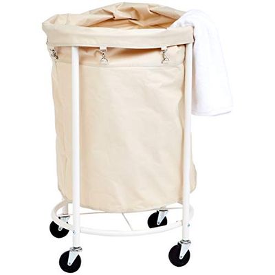 AmazonBasics Commercial Round Laundry Hamper Rolling Cart with Removable Basket Liner, Beige $58.83 (Reg $84.06)