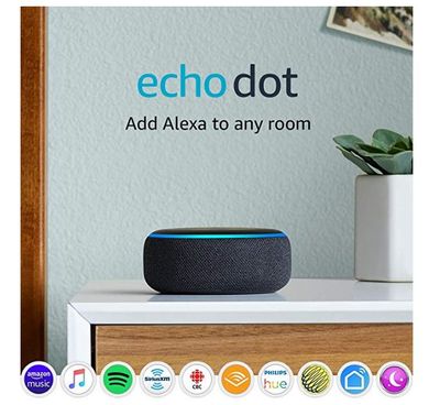 Echo Dot (3rd gen) - Smart speaker with Alexa - Charcoal For $44.99 At Amazon Canada