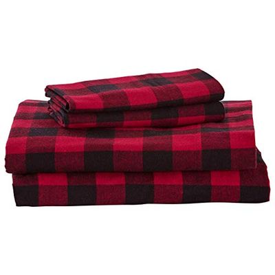 Stone & Beam Rustic Buffalo Check Flannel Bed Sheet Set, Queen, Red and Black $80.35 (Reg $119.78)