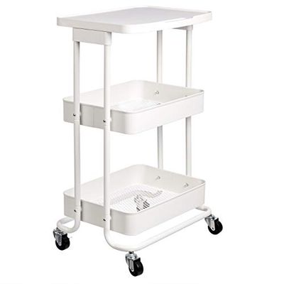 Amazon Basics 2-Tier Metal Kitchen/Utility Cart with Shelf, White $58.37 (Reg $92.68)