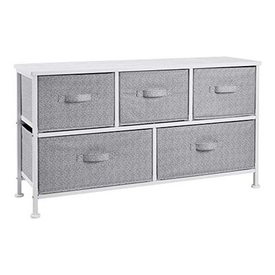Amazon Basics Extra Wide Fabric 5-Drawer Storage Organizer Unit for Closet, White $70.82 (Reg $125.91)