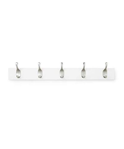 AmazonBasics Wall Mounted Coat Rack - 5 Modern Hooks, White $17.54 (Reg $27.40)