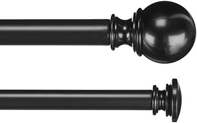 AmazonBasics 1" Double Extendable Curtain Rods with Round Finials Set, 72" to 144", Black $31.24 (Reg $60.27)