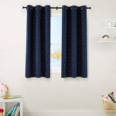 Amazon Basics Kids 100% Blackout Window Curtain Set with Grommets - (2) 42" x 63", Navy Galaxy $28.44 (Reg $36.56)