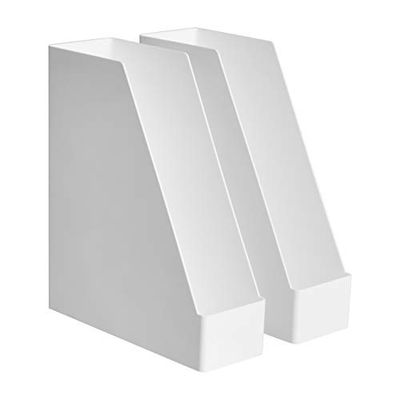 Amazon Basics Plastic Organizer - Magazine Rack, White, 2-Pack $18.23 (Reg $23.99)