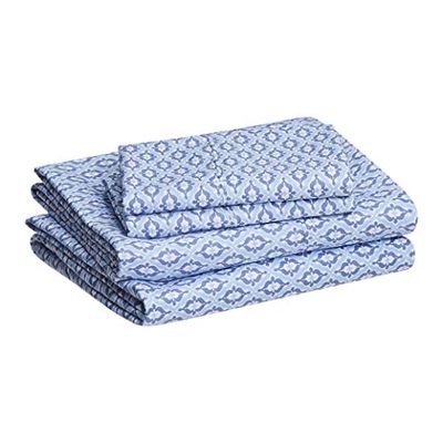 Amazon Basics Microfiber Sheet Set - Queen, Blue Damask $21.24 (Reg $29.25)
