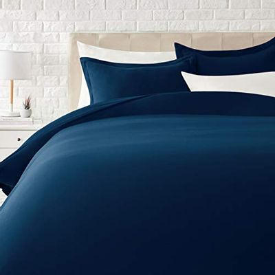 Amazon Basics Light-Weight Microfiber Duvet Cover Set with Zipper Closure - Full/Queen, Navy Blue $18.38 (Reg $31.55)