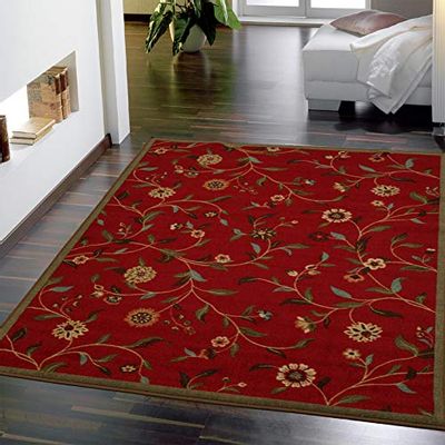 Ottomanson OTH2090-3X5 Ottohome Rug, Dark, 3'3" X 5'0", Red Floral, 5 Feet $40.12 (Reg $51.99)