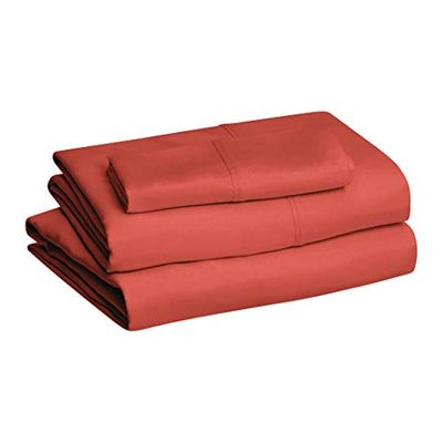 Amazon Basics Microfiber Sheet Set - Twin, Red $12.45 (Reg $20.47)