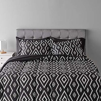 AmazonBasics 7-Piece Bed-In-A-Bag, Full / Queen Bedding Comforter Sheet Set, Black Aztec, Microfiber, Ultra-Soft $44.84 (Reg $67.80)