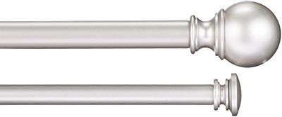 AmazonBasics 1" Double Extendable Curtain Rods with Round Finials Set, 36" to 72", Nickel $21.94 (Reg $48.22)