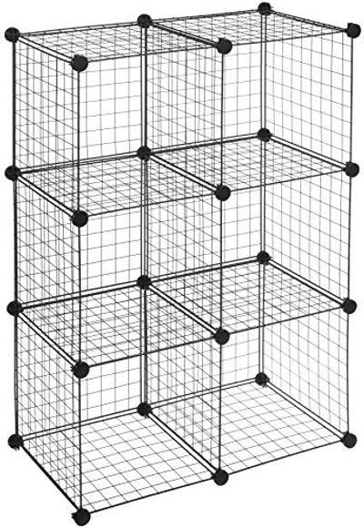AmazonBasics 6 Cube Grid Wire Storage Shelves, Black $30.06 (Reg $41.99)