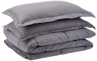 AmazonBasics Down-Alternative Comforter Bedding Set with Pillow Sham - Full or Queen, Grey $34.02 (Reg $63.81)
