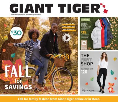 Giant Tiger Fall for Savings Flyer September 15 to 28