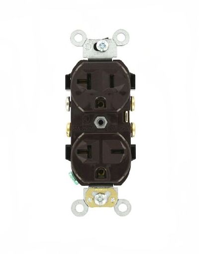 Leviton 5842 20 Amp, 125/250 Volt, Narrow Body Duplex Receptacle, Straight Blade, Commercial Grade, Self Grounding, Dual Voltage, Brown $12.54 (Reg $18.05)