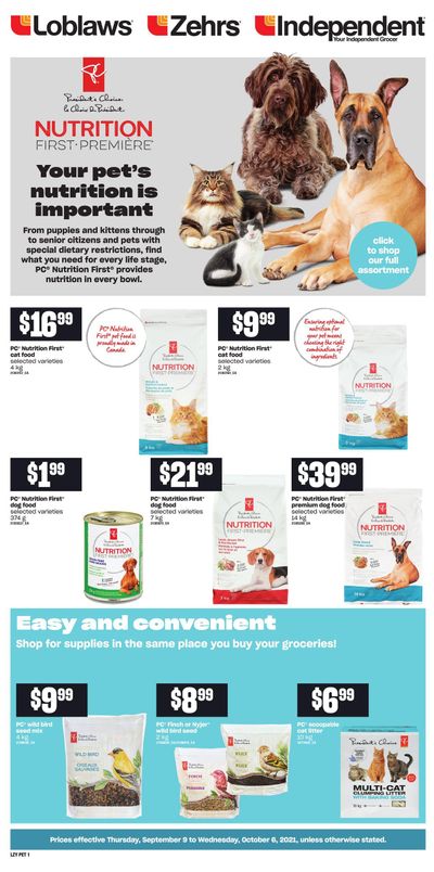 Loblaws (ON) Pet Flyer September 9 to October 6