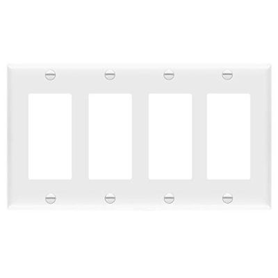 ENERLITES Decorator Light Switch or Receptacle Outlet Wall Plate, Size 4-Gang 4.50" x 8.19", Polycarbonate Thermoplastic, 8834-W, White, Standard Size $10.95 (Reg $13.53)