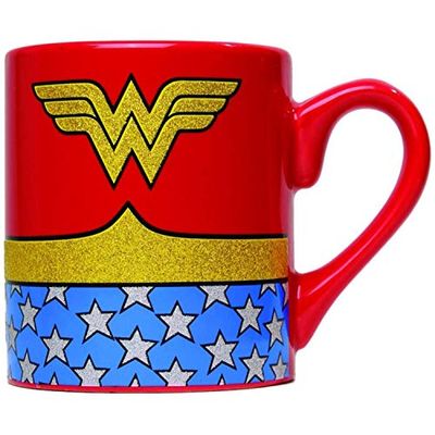 DC Comics WW0132G Wonder Woman Uniform Glitter Ceramic Mug, 14 oz, Multicolor $12.43 (Reg $20.23)