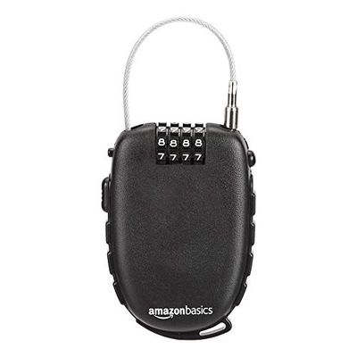 Amazon Basics 4-Digit Retractable Cable Lock, Black, 1-Pack $13.62 (Reg $20.87)