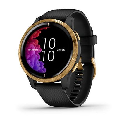 Garmin Venu, GPS Smartwatch with Bright Touchscreen Display, Features Music, Body Energy Monitoring, Animated Workouts, Pulse Ox Sensors and More, Gold with Black Band $374.99 (Reg $479.99)