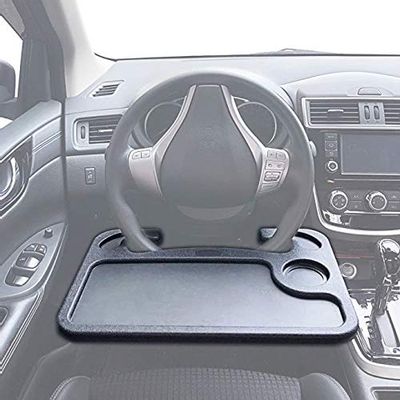 Car Steering Wheel Tray,Two-Sided Design,Portable Notebook IPad Laptop Desk,Dining Table,Car Table Food Eating Tray (Black) $13.95 (Reg $20.99)