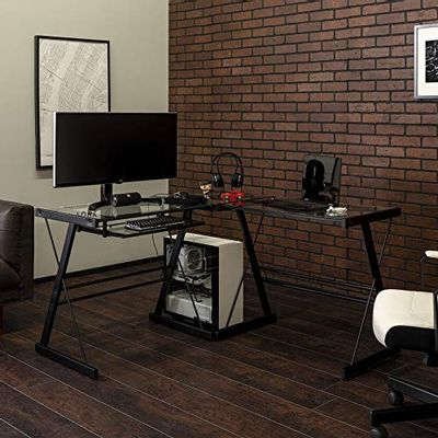 Walker Edison Ellis Contemporary Glass Top L Shaped Corner Computer Desk, 51 Inch, Black $129.97 (Reg $154.97)
