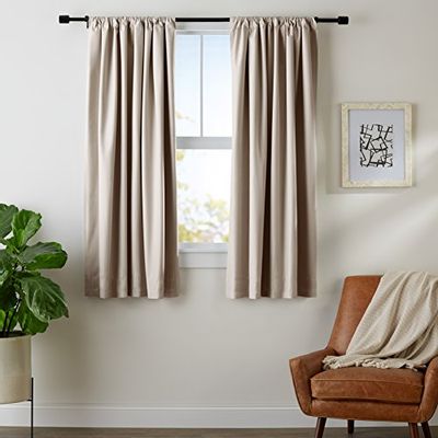 AmazonBasics Room Darkening Blackout Window Curtains with Tie Backs Set, 52" x 63", Taupe $26.96 (Reg $47.76)