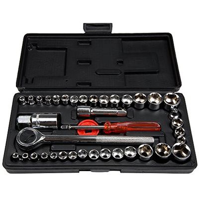 40 Piece Ratcheting Socket Wrench Set - Metric and Standard 6-Point Hex Socket Organizer Kit with Combination Torque and Insulated Handles by Stalwart $14.49 (Reg $23.33)