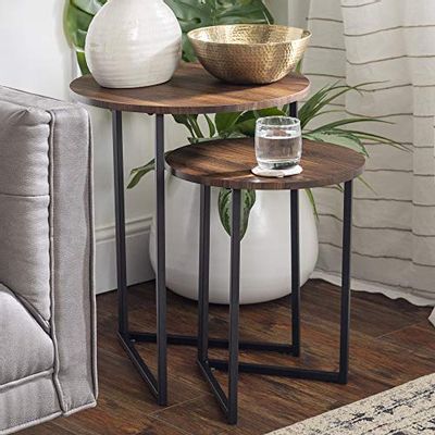 Walker Edison Furniture AZFVICNSTDW Side Table, Dark Walnut $113.6 (Reg $151.72)