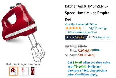 Amazon Canada Deals: Save 44% on KitchenAid 5-Speed Hand Mixer + 31% bon Elliptical Air Walk Trainer Glider w/ LCD Monitor + More offers