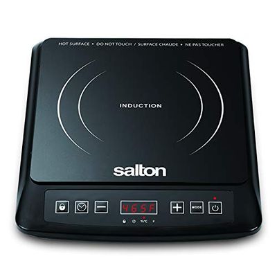 Salton Portable Induction Cooktop Cool Touch LED Display Cooker with 8 Temperature Settings for Precise Control, Energy Efficient, 1500 Watts (ID1948), Black, Medium $48.88 (Reg $59.98)