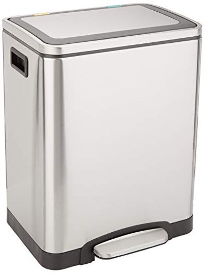 Amazon Basics Rectangle Soft-Close Trash Can with Double Inner Buckets - 2 x 15L $58.73 (Reg $102.99)