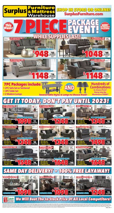 Surplus Furniture & Mattress Warehouse (Ottawa) Flyer September 20 to October 3 Surplus Furniture & Mattress Warehouse (Ottawa) Flyer September 20 to October 3