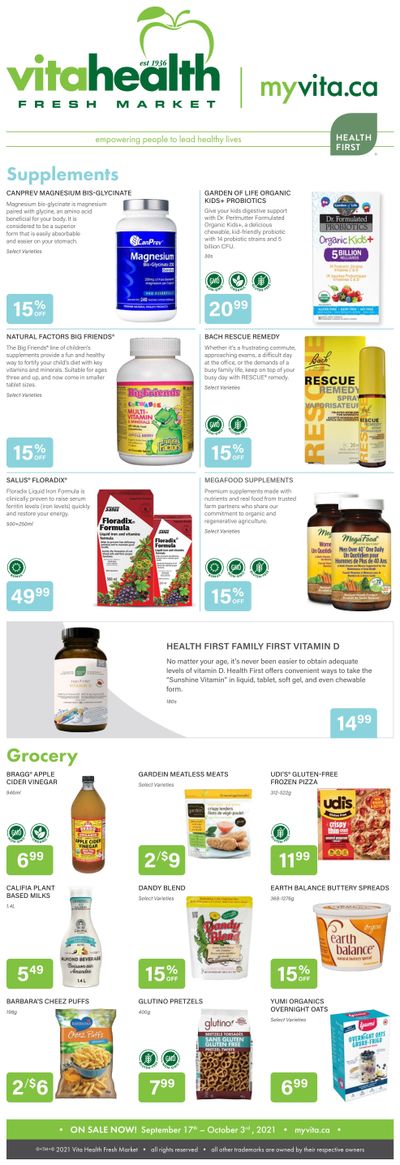 Vita Health Fresh Market Flyer September 17 to October 3