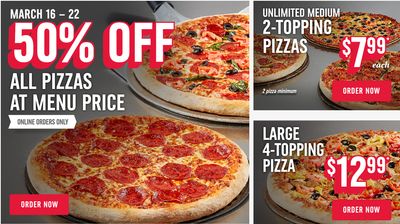 Domino’s Pizza Canada Special Offer: Save 50% Off All Pizzas When You Order Online