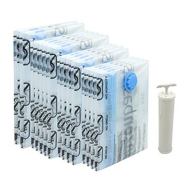 Amazon Basics Vacuum Compression Storage Bags with Hand Pump -15-Pack (2 X-Jumbo, 5 Jumbo, 4 Large, 4 Medium) $30.18 (Reg $33.91)