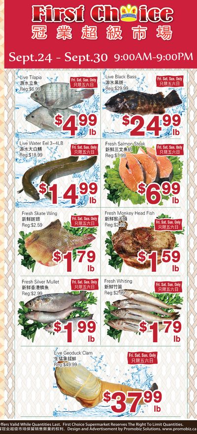 First Choice Supermarket Flyer September 24 to 30