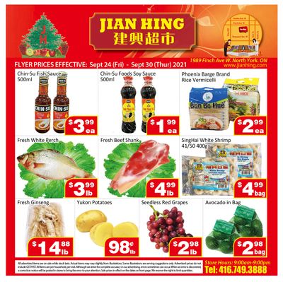 Jian Hing Supermarket (North York) Flyer September 24 to 30