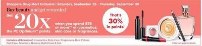 Shoppers Drug Mart Canada Deals: Get 20x The Points When You Spend $75 On Cosmetics + 2 Days Sale