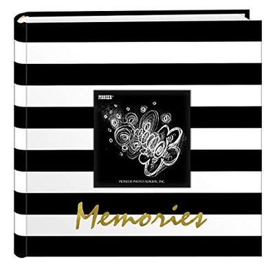 Pioneer Photo Albums Golden Memories Black and White Striped 200 pkt 4x6 Photo Album, Pocket, Gold $14.46 (Reg $21.88)