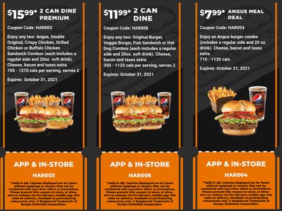 Harvey’s Canada Coupons (AB): until October 31