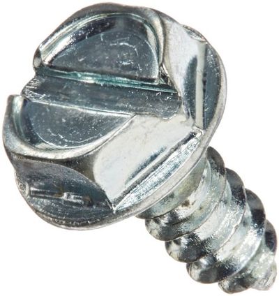Steel Sheet Metal Screw, Zinc Plated, Hex Washer Head, Slotted Drive, Type AB, 6-20 Thread Size, 3/8" Length (Pack of 100) $5.79 (Reg $10.16)