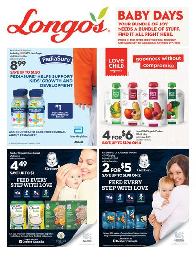 Longo's Baby Days Flyer September 30 to October 27