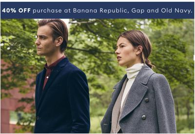 Old Navy, Banana Republic & Gap Canada Family Event: Save 40% off Everything with Promo Code + EXTRA 10% off at Gap