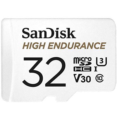 SanDisk 32GB High Endurance Video microSDHC Card with Adapter for Dash cam and Home Monitoring Systems - C10, U3, V30, 4K UHD, Micro SD Card - SDSQQNR-032G-GN6IA $12.64 (Reg $14.99)