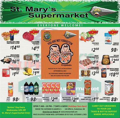 St. Mary's Supermarket Flyer September 29 to October 5