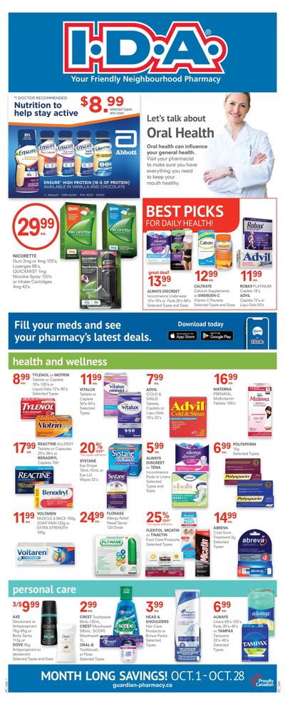 I.D.A. Pharmacy Flyer October 1 to 28