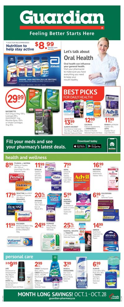 Guardian Monthly Pharmacy Flyer October 1 to 28